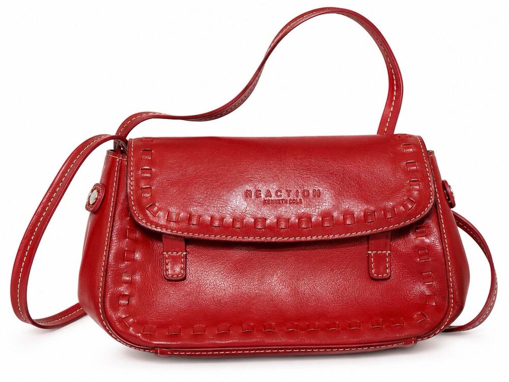 Reaction Kenneth Cole Red Crossbody Shoulder Bag Whipstitch Small Purse